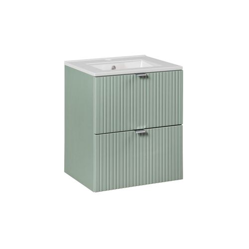 Meuble Vasque Encastrée 50cm 2 Tiroirs Stratifiés Vert