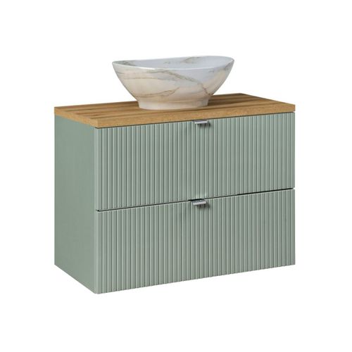 Meuble Vasque 2 Tiroirs Stratifiés Naturel Vert