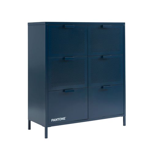 Commode Métal Bleu Nuit 6 Tiroirs 90cm