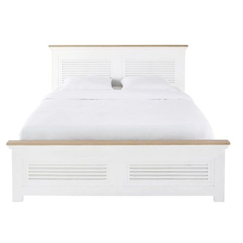 Lit 160x200 En Bois De Manguier Massif Blanc