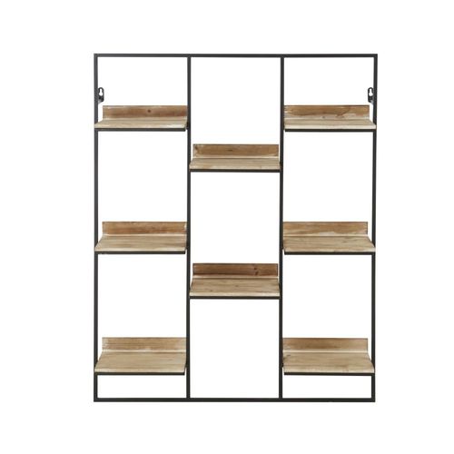 Etagère Murale En Bois De Sapin Et Métal Noir