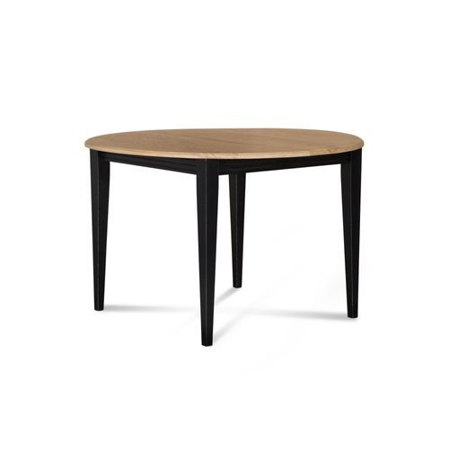 Table Ronde Et 1 Allonge 115 Cm Avec Pieds Fuselés Chêne Et Noir - Marie