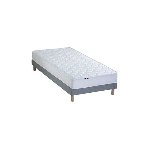 Ensemble Matelas Accueil Latex 3 Zones Sommier Gris 90x200