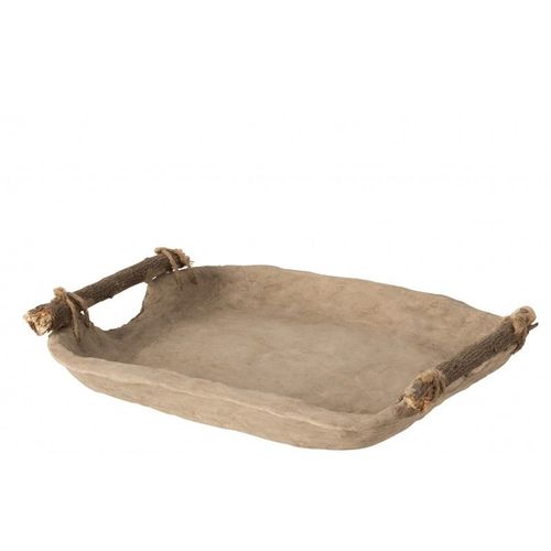 Plateau papier mâché marron L34cm