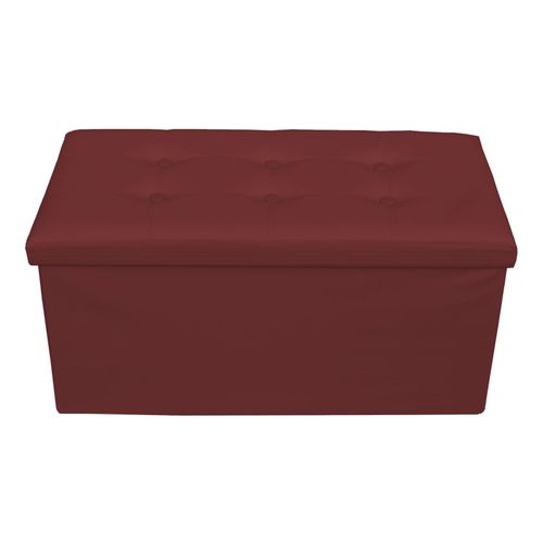 Repose-Pieds Coffre De Rangement Avec Couvercle En Similicuir Bordeaux