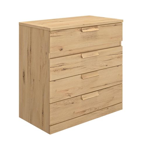 Commode 4 Tiroirs 81 Cm Décor Chêne - Heva