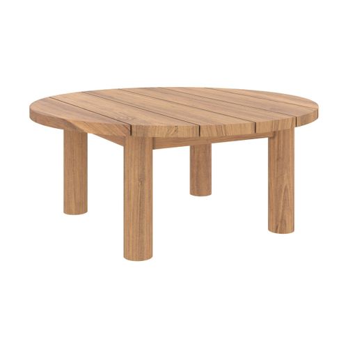 Table Basse Ronde De Jardin En Bois De Teck Massif D80 Cm