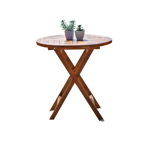 Table De Jardin En Teck Huilé Massif Ronde 4 Pers.