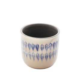 Cache-Pot Décoratif En Grès Gris Et Bleu H12