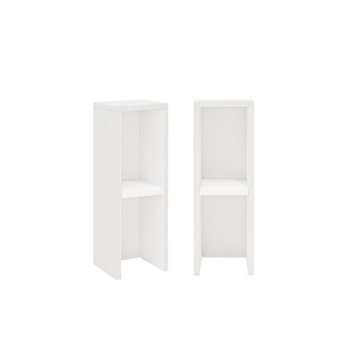 Ensemble 2 Tables De Chevet En Bois De Sapin Blanc 20x60cm