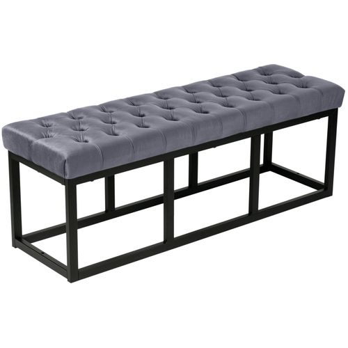 Banquette Avec Cadre En Métal Et Assise En Velours Gris