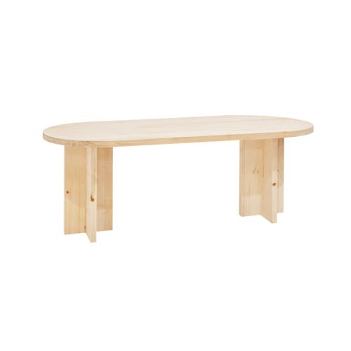 Table À Manger Ovale En Bois De Sapin Naturel 160x75cm