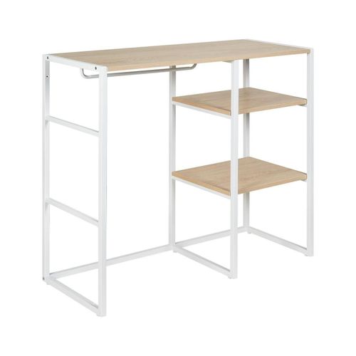 Portant Vêtements Sous Combles Bois Et Métal Blanc Étagères +Penderie