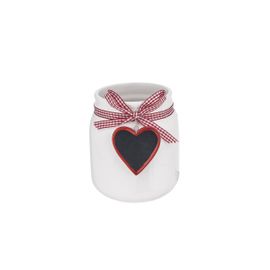 Cache-Pot Décoratif En Argile Blanc Et Rouge H14