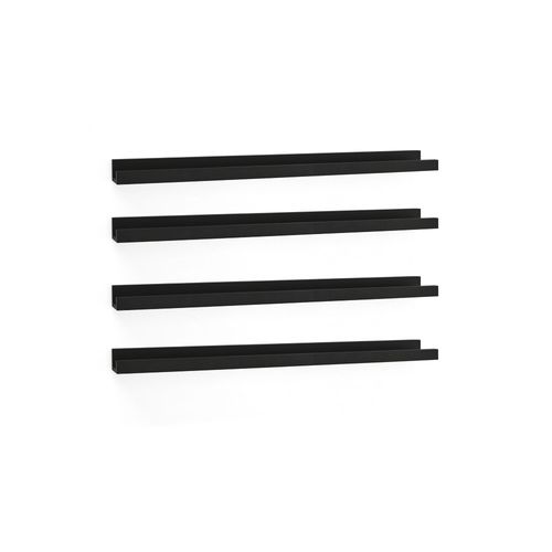 Pack 4 Étagères Flottantes En Bois De Pin Noir 100x7cm