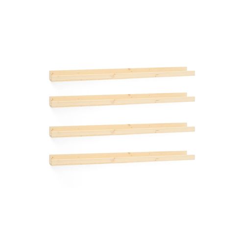 Pack 4 Étagères Flottantes En Bois De Pin Naturel 50x7cm