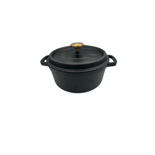 Cocotte En Fonte Émaillée Noire Mate Avec Couvercle 35,8 X 35,5 X 24,5 Cm