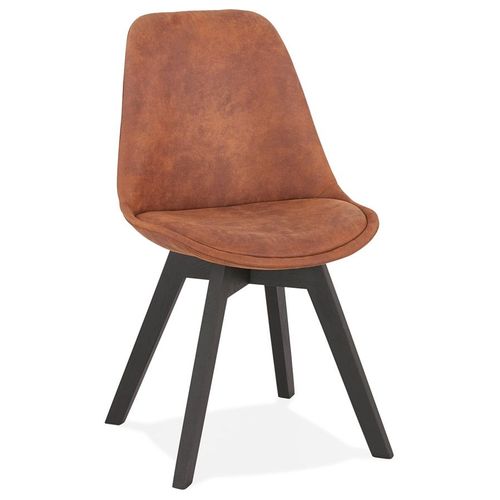 Chaise En Microfibre Brune 'axel' Avec Structure En Bois Noir