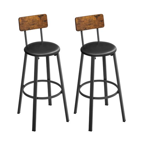 Tabourets De Bar Rembourrés En Pu Acier Marron Rustique Noir