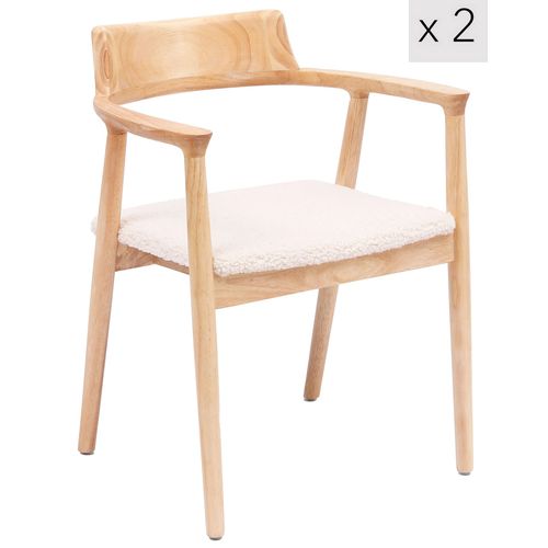 Lot De 2 Chaises En Bois Massif Et Bouclettes Naturel