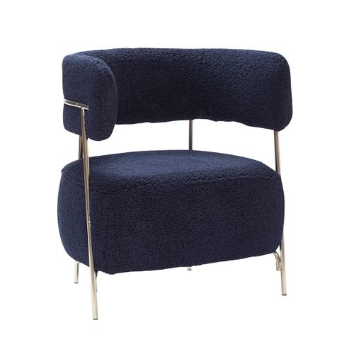 Fauteuil Lounge En Fer Et Polyester Bleu