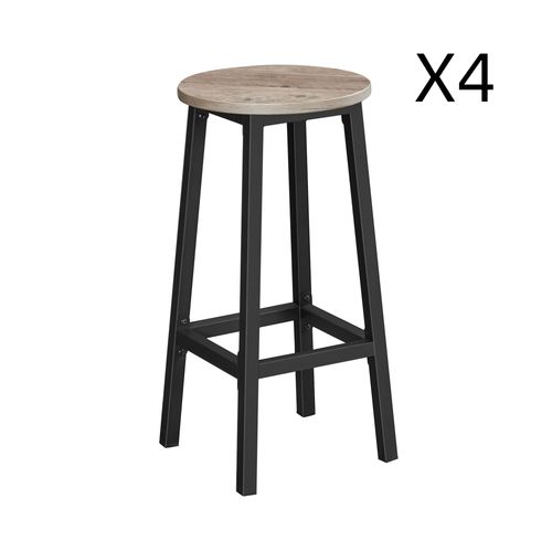 Tabourets De Bar Lot De 4 Avec Repose-Pieds Effet Bois Grège