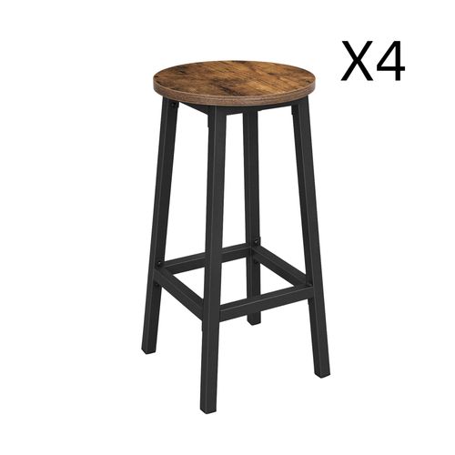 Tabourets De Bar Lot De 4 Marron Rustique Et Noir