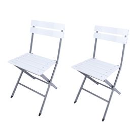 Lot De 2 Chaises De Jardin Pliantes En Plastique Blanc Et Gris