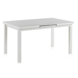 Table Extensible En Aluminium Blanche Avec Verre Trempé 140/180x90 Cm