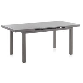 Table Extensible Aluminium Taupe Avec Verre Trempé 180/240x100 Cm