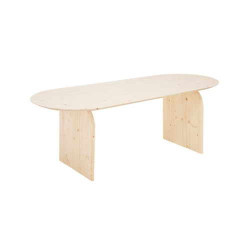 Table À Manger Ovale En Bois De Sapin Naturel 180x75,2cm