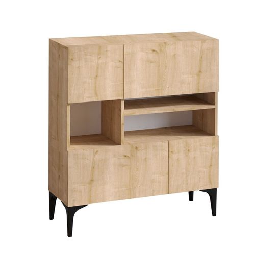 Buffet 3 Niches Et 4 Portes Décor Chêne Saphir - H125 Cm