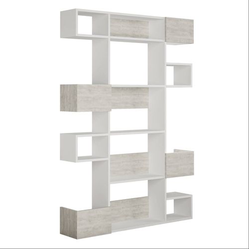Étagères Bibliothèque L120cm Blanc Et Bois Blanc