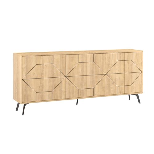 Buffet Bas Contemporain 184cm Bois Chêne Clair