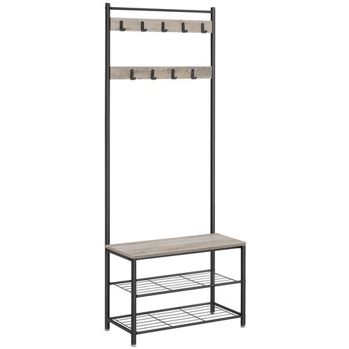 Meuble D'entrée Avec Banc Effet Bois Grège