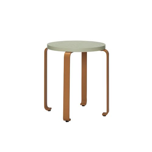 Tabouret En Bois Et Panneau De Fibres De Et Orange Avec Pieds En Métal