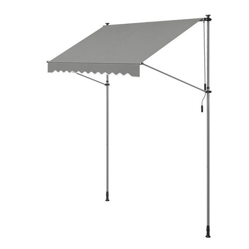 Store Banne Rétractable, Store Manuel, Réglable En Hauteur, Avec Manivelle Pour Balcon, Jardin, Terrasse, 250 X 120 Cm, Gris