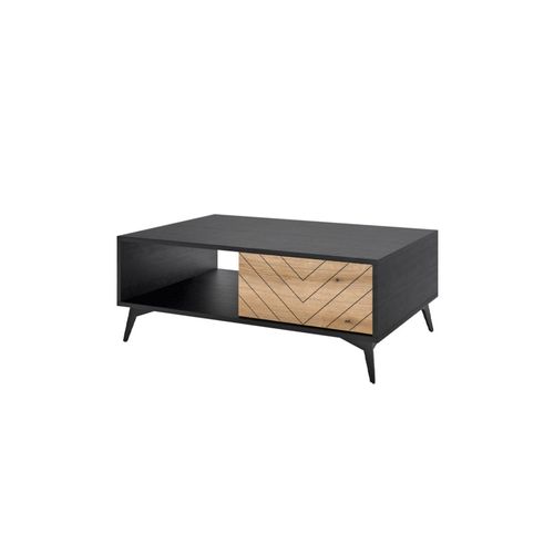 Table Basse Style Industriel 104 Cm Noir / Bois