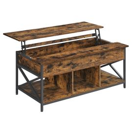 Table Basse Avec Plateau Relevable Effet Bois Marron Rustique