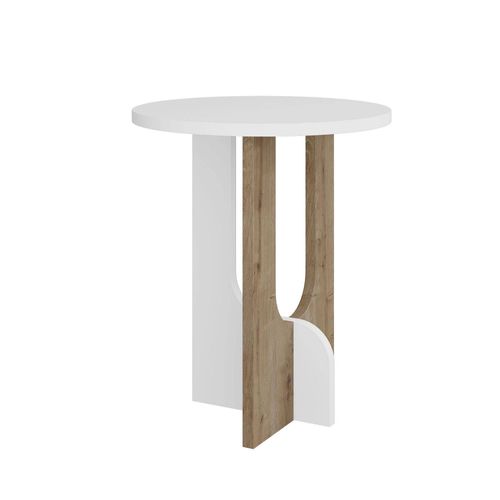 Table Basse Design D40cm Blanc Et Chêne Clair