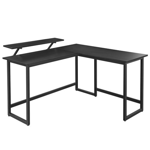 Bureau D'angle Avec Support D'écran Effet Bois Noir