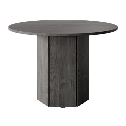 Table À Manger Ronde Aspect Frêne Noir, 110x75 Cm