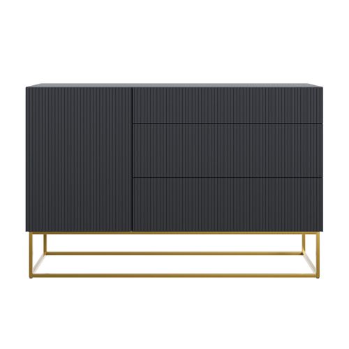 Commode À Une Porte Avec Tiroirs Noir 140x90 Cm