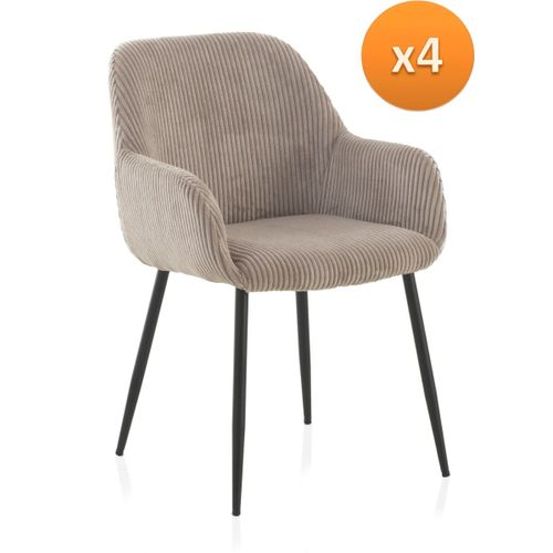 Lot De 4 Fauteuils Tapissés En Velours Côtelé Lavande