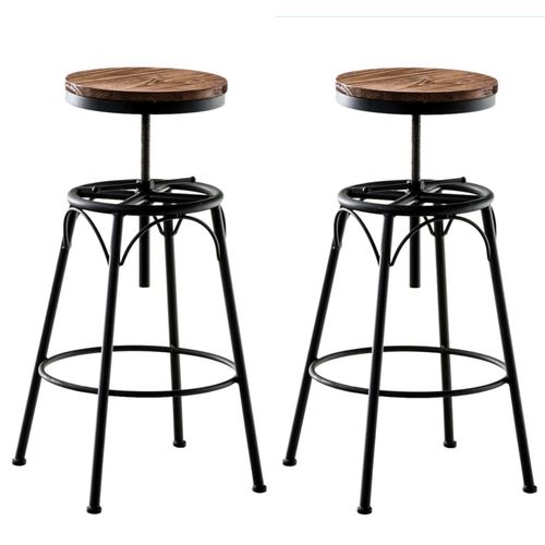Lot De 2 Tabourets De Bar Industriel En Métal Noir