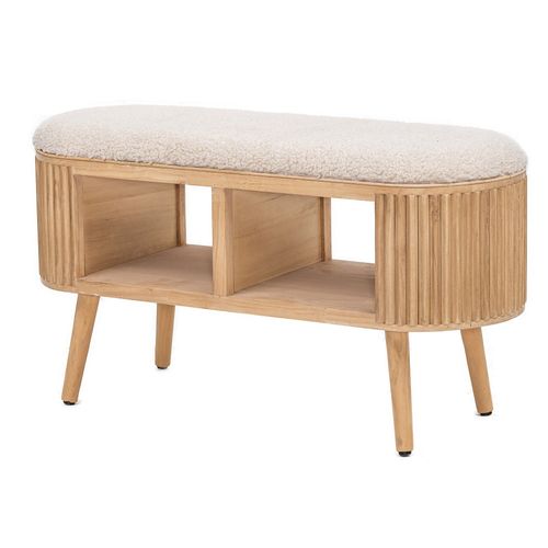 Banc Avec Rangement En Pin Et Bouclettes Blanc