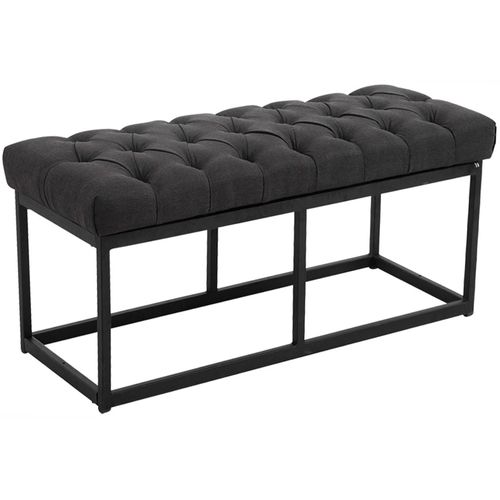 Banquette Avec Pieds En Métal Assise En Tissu Gris Foncé