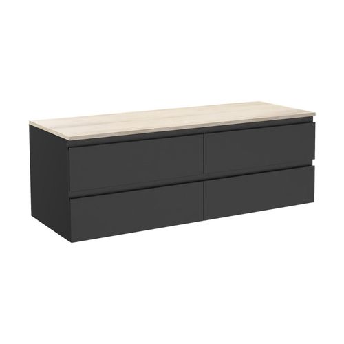 Meuble Double Vasque 120cm Avec Plan Bois Noir