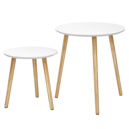 Tables Basses Ronde Bois De Pin Effet Bois Blanc Boisée