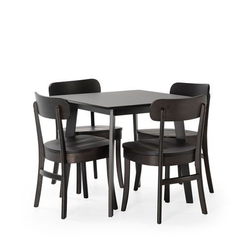 Ensemble Table 80x80 Cm Et 4 Chaises De Salle À Manger Noir
